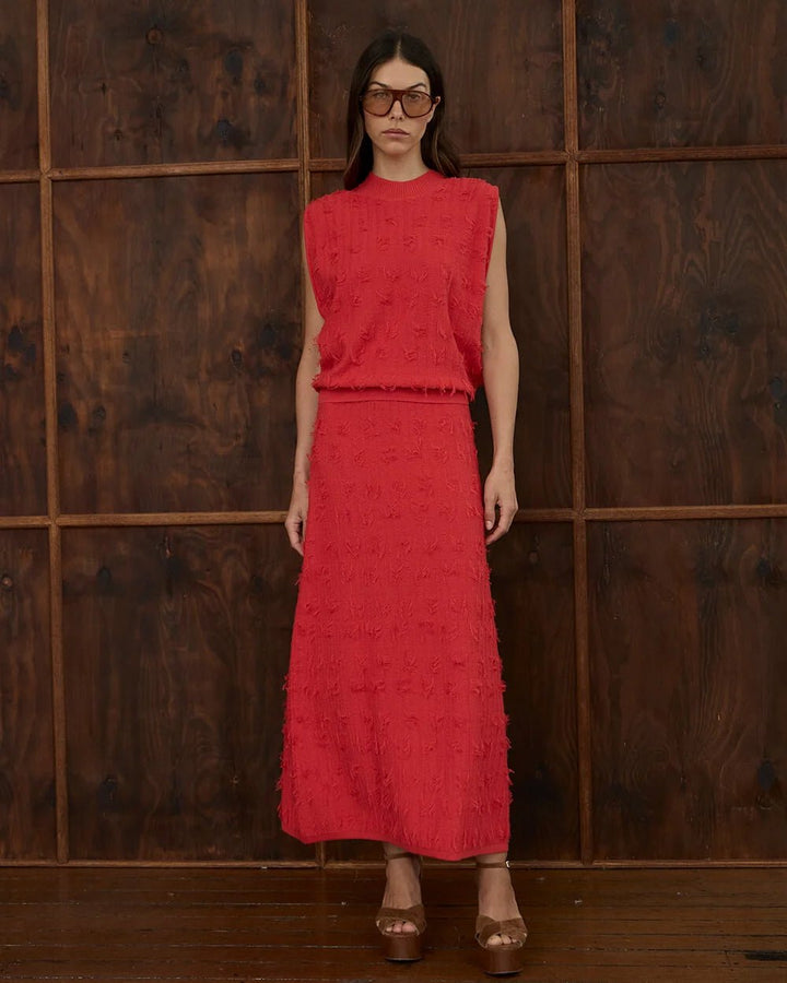 Arlington Milne - Casie Fringe Skirt Red - Stanleyandstone