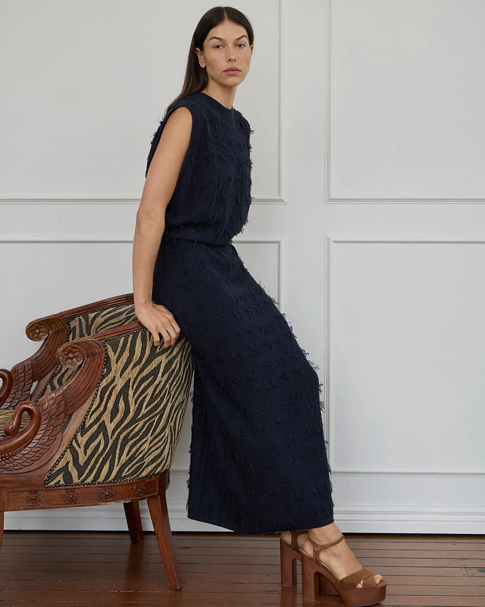 Arlington Milne - Casie Fringe Tank - Navy Tee shirt Arlington Milne