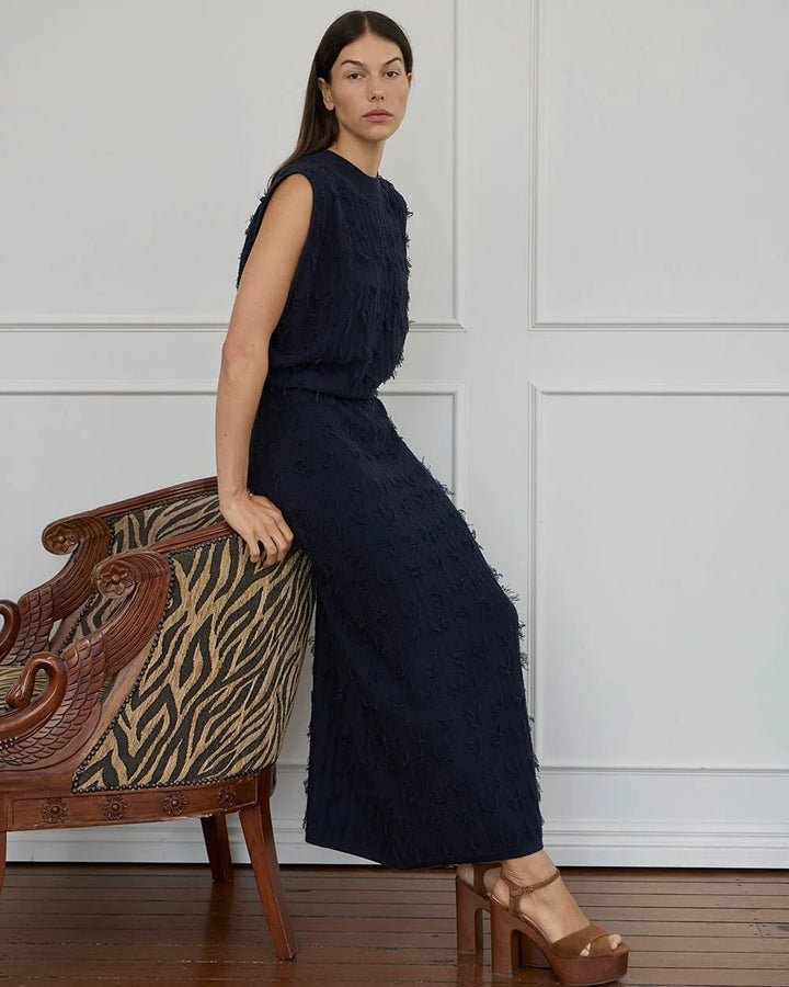Arlington Milne - Casie Fringe Tank - Navy Tee shirt Arlington Milne