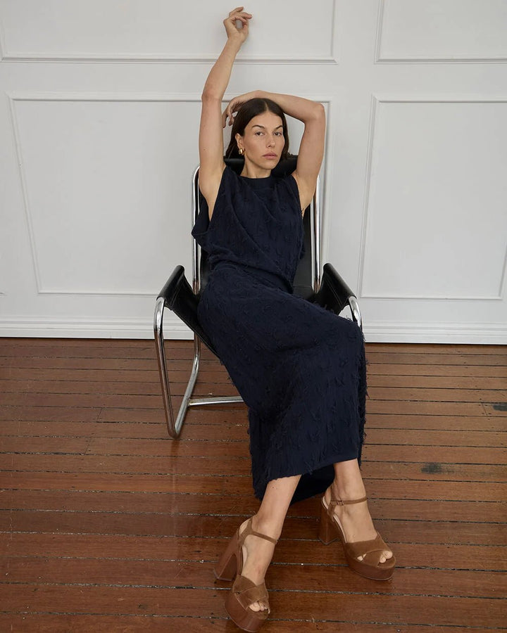 Arlington Milne - Casie Fringe Tank - Navy Tee shirt Arlington Milne