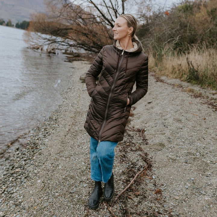 Arnie Reversible Puffer Down Coat - Chocolate/Palomino Moke Apparel