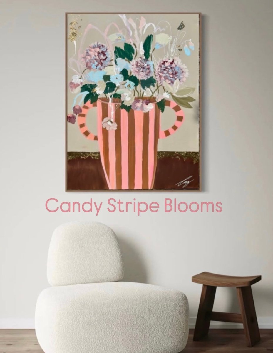 Artwork By Caz Sroczynski - "Candy Stripe Bloom" Art Art By Caz
