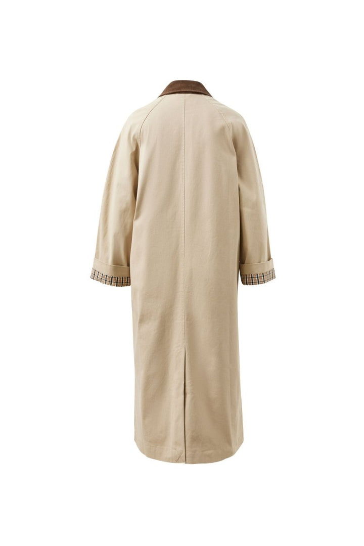 Ash Cotton Twill Trench Coat Sand Choc Collar - Women’s Midweight Jacket Coats &amp; Jackets Ceres Life