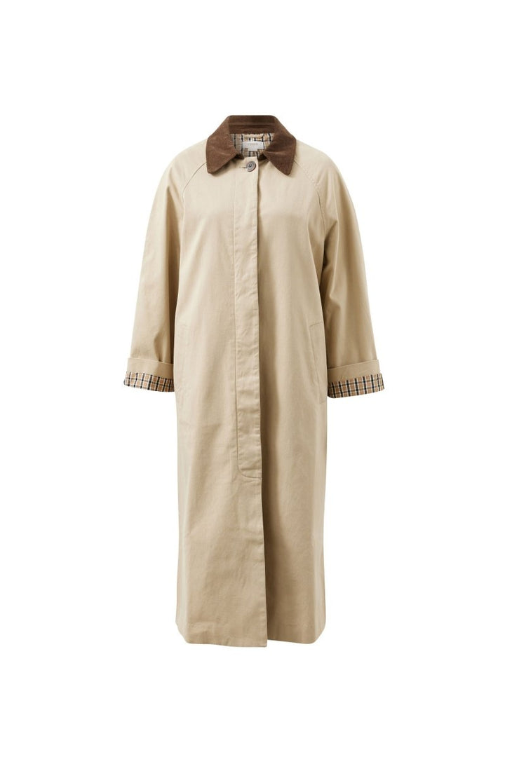 Ash Cotton Twill Trench Coat Sand Choc Collar - Women’s Midweight Jacket Coats &amp; Jackets Ceres Life