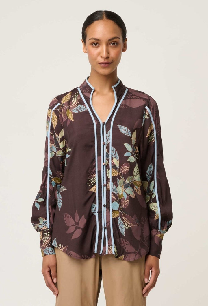 Asher Viscose Faille Shirt in Ember Vines Blouse Once Was