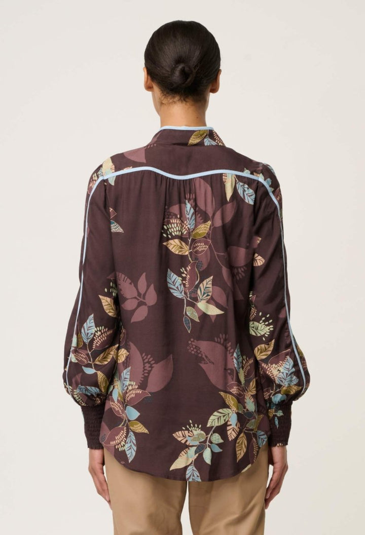 Asher Viscose Faille Shirt in Ember Vines Blouse Once Was