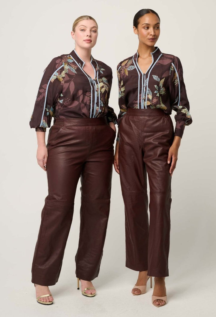 Asher Viscose Faille Shirt in Ember Vines Blouse Once Was