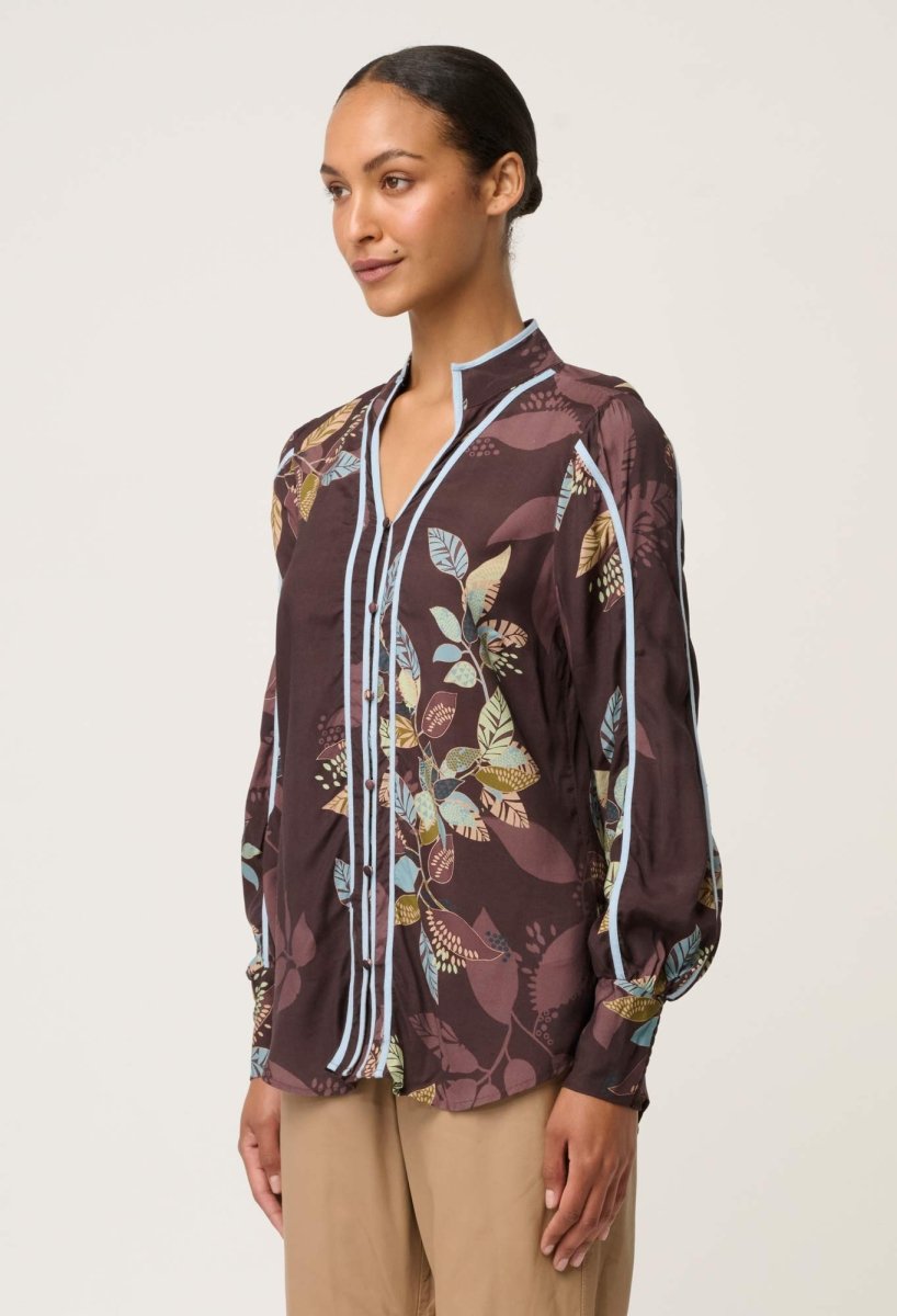 Asher Viscose Faille Shirt in Ember Vines Blouse Once Was