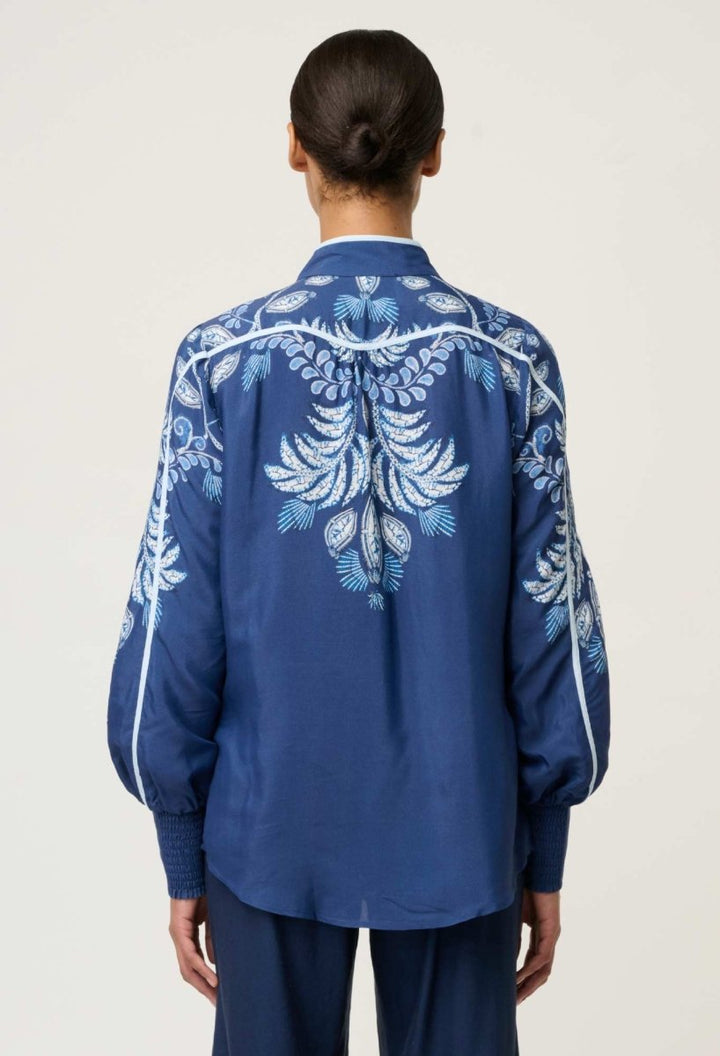 Asher Viscose Faille Shirt - Moonlit Batik Blouse Once Was
