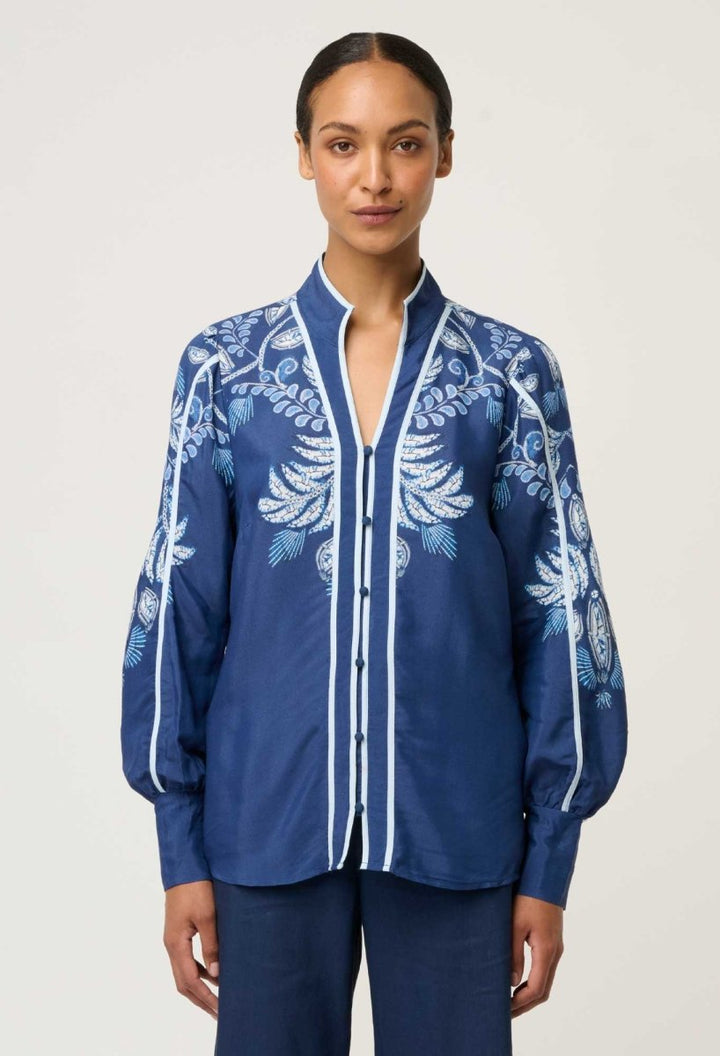 Asher Viscose Faille Shirt - Moonlit Batik Blouse Once Was