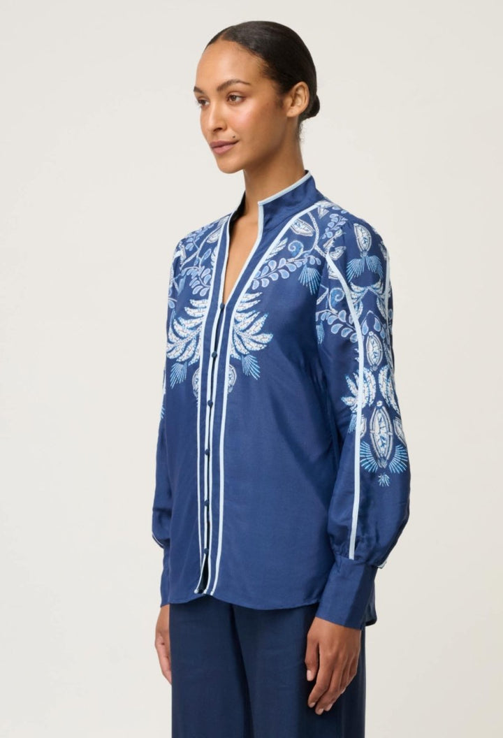 Asher Viscose Faille Shirt - Moonlit Batik Blouse Once Was