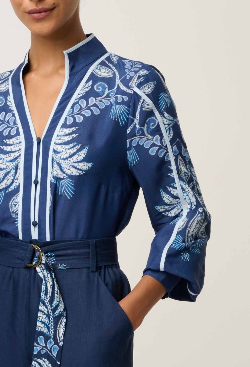 Asher Viscose Faille Shirt - Moonlit Batik Blouse Once Was
