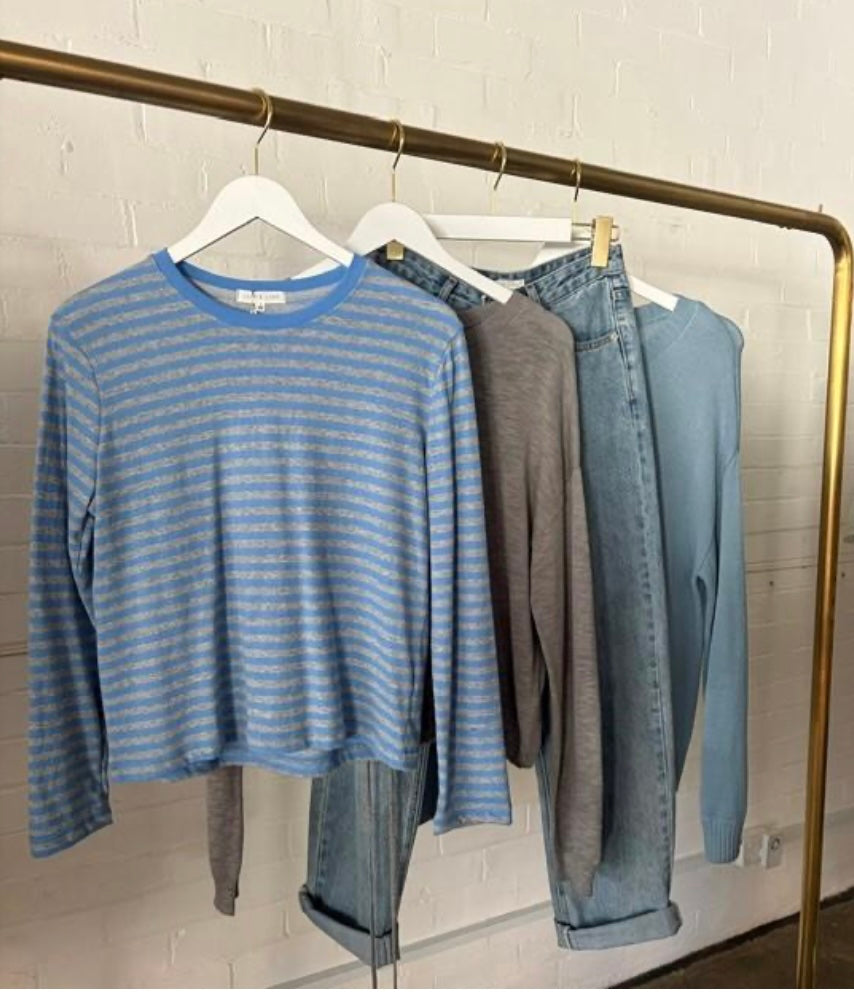 Little lies Stripe top - blue Tee shirt Little Lies
