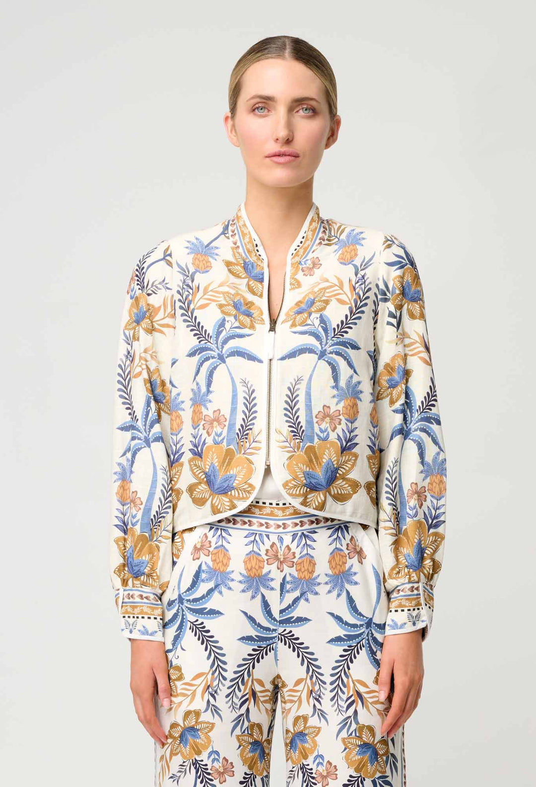 Aurora Reversible Linen Viscose Jacket in Golden Medina / Marrakech Topaz - Stanleyandstone