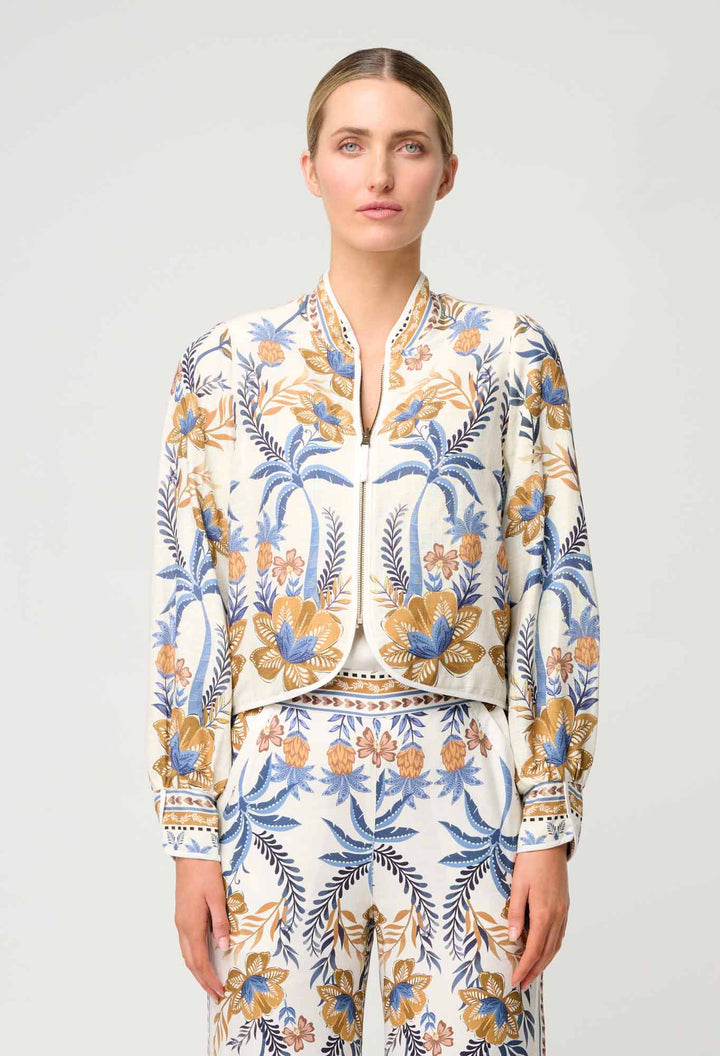 Aurora Reversible Linen Viscose Jacket in Golden Medina / Marrakech Topaz - Stanleyandstone
