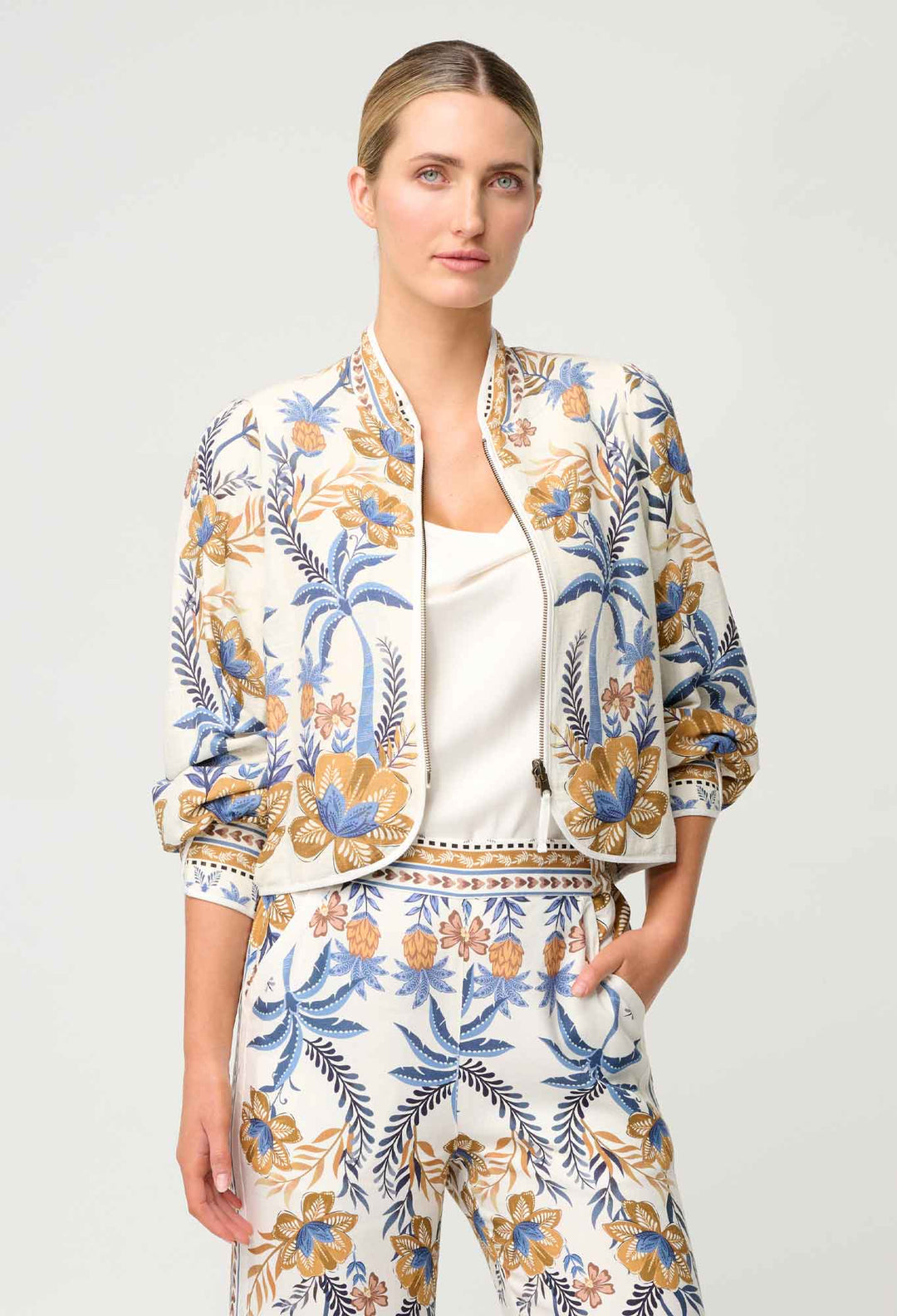 Aurora Reversible Linen Viscose Jacket in Golden Medina / Marrakech Topaz - Stanleyandstone