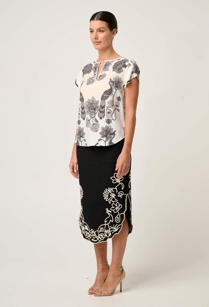 Avis Viscose Dobby Top in Imperial Stone blouse Once Was