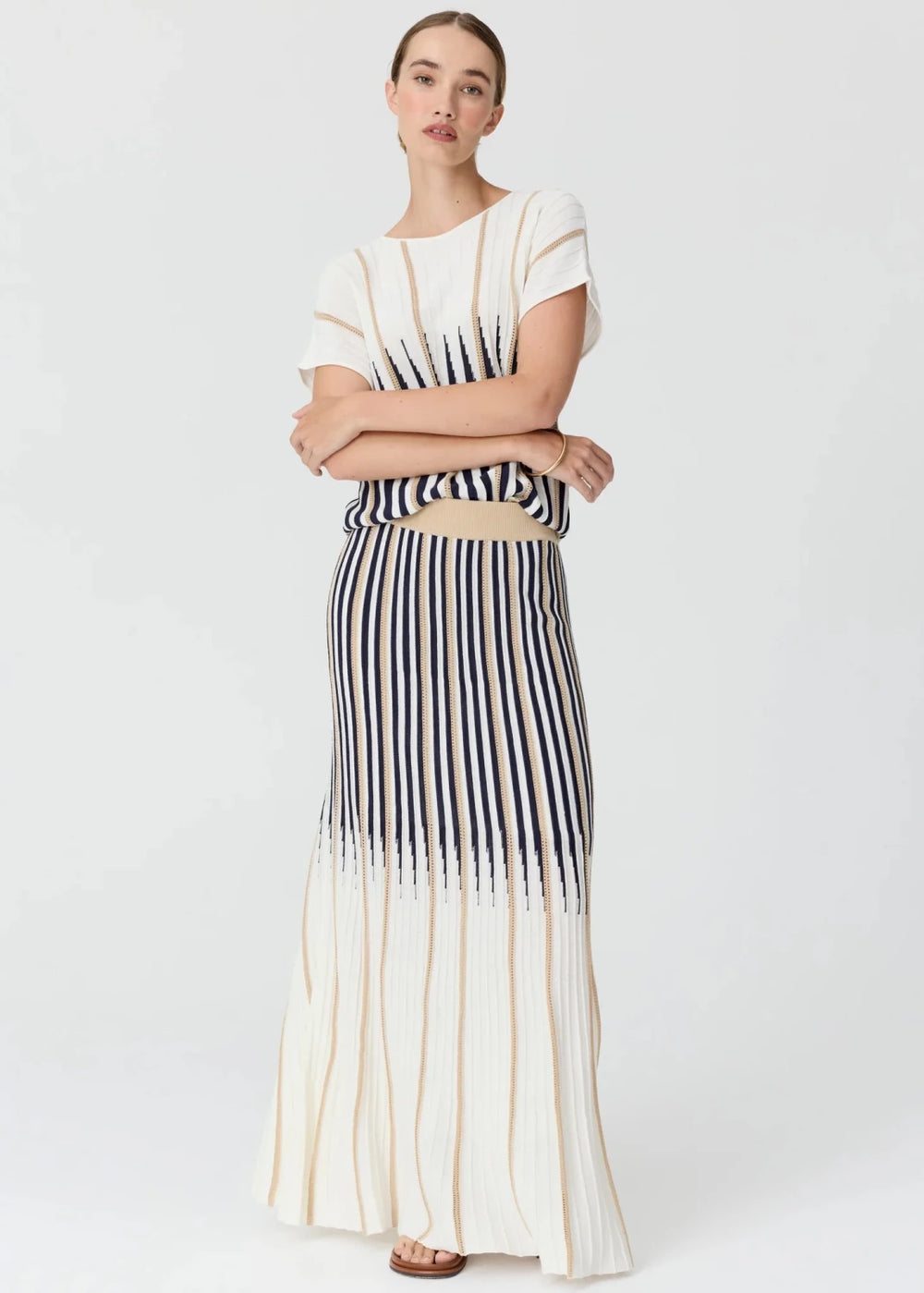 Axil Knit Top - Chalk / Ink / Pebble - Stanleyandstone
