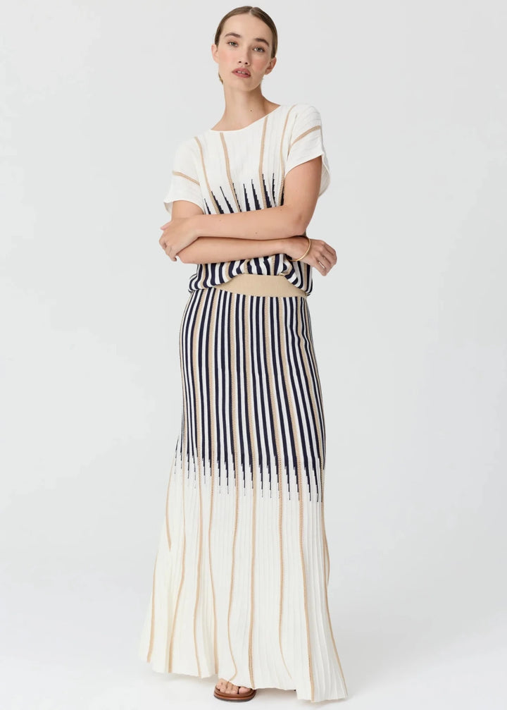 Axil Knit Top - Chalk / Ink / Pebble - Stanleyandstone