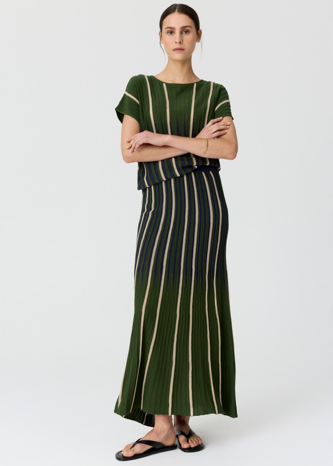 Axil Knit Top - Fern / Ink / Pebble POL