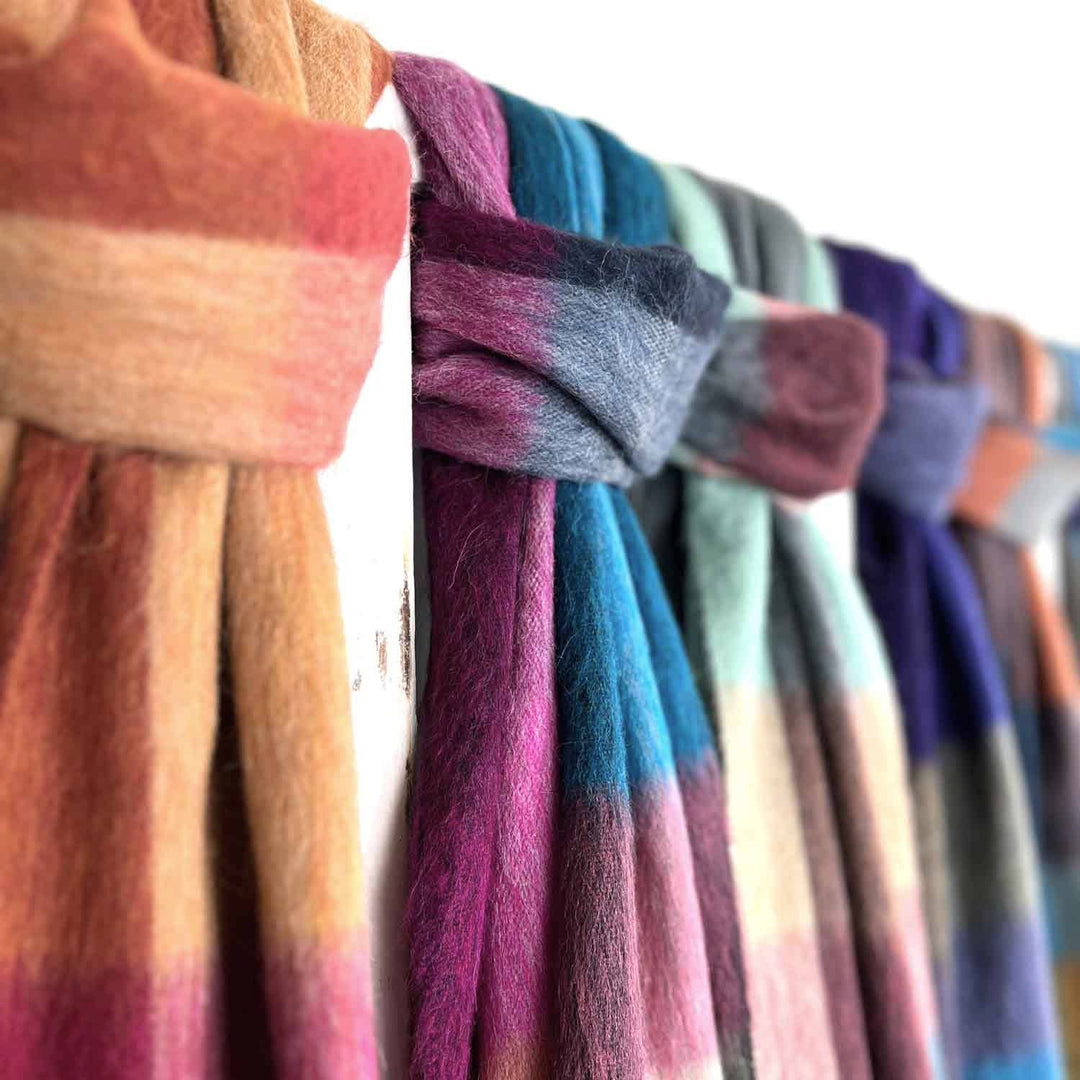 Alpaca Plaid Scarf - Sea Coral scarves Shupaca Alpaca