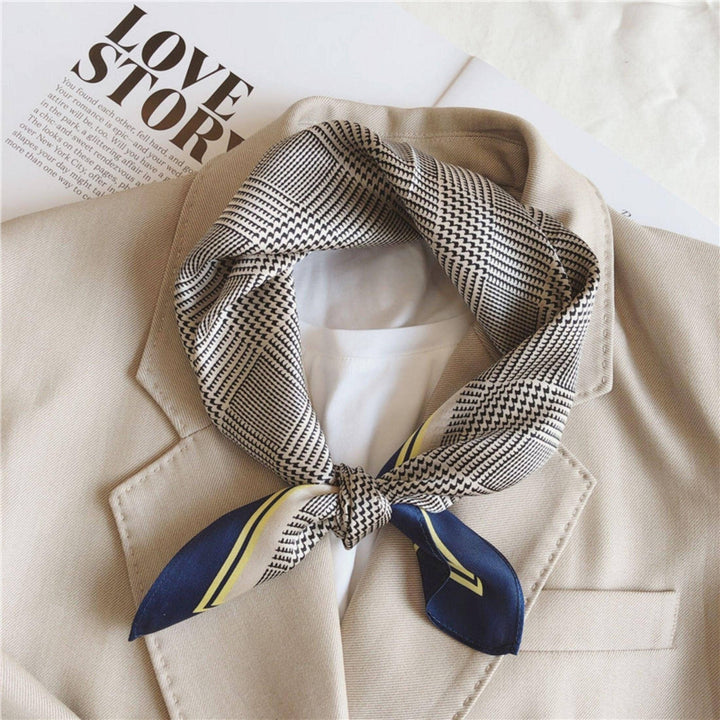 Chidori Grid 100% mulberry Silk Scarf accessories Stanleyandstone Black