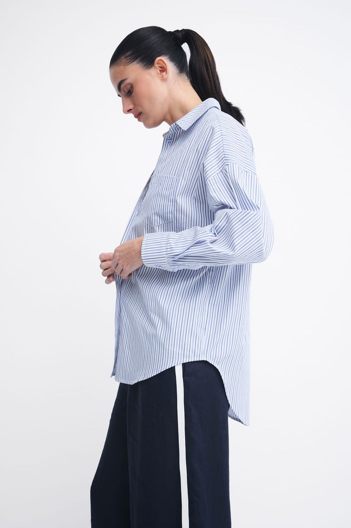 Maya Long Sleeve Shirt - Blue Stripe