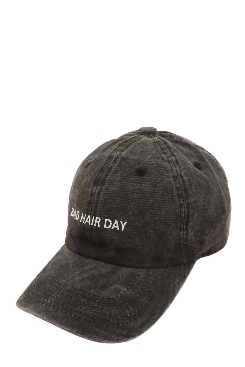 BAD HAIR DAY EMBROIDERED PIGMENT BASEBALL CAP 8-2 hat anbfashion Charcoal