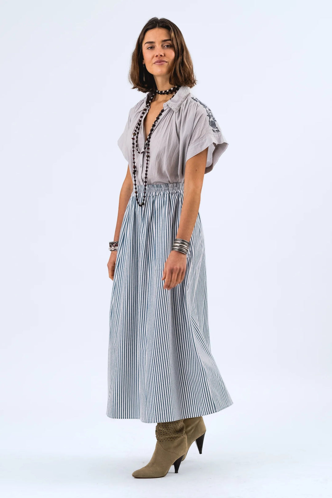Badal Shirt Anthracite Grey blouse Lollys Laundry