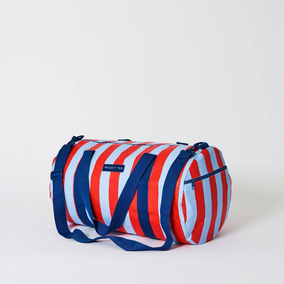 Barrel Bag – Red Blue Stripe - Stanleyandstone