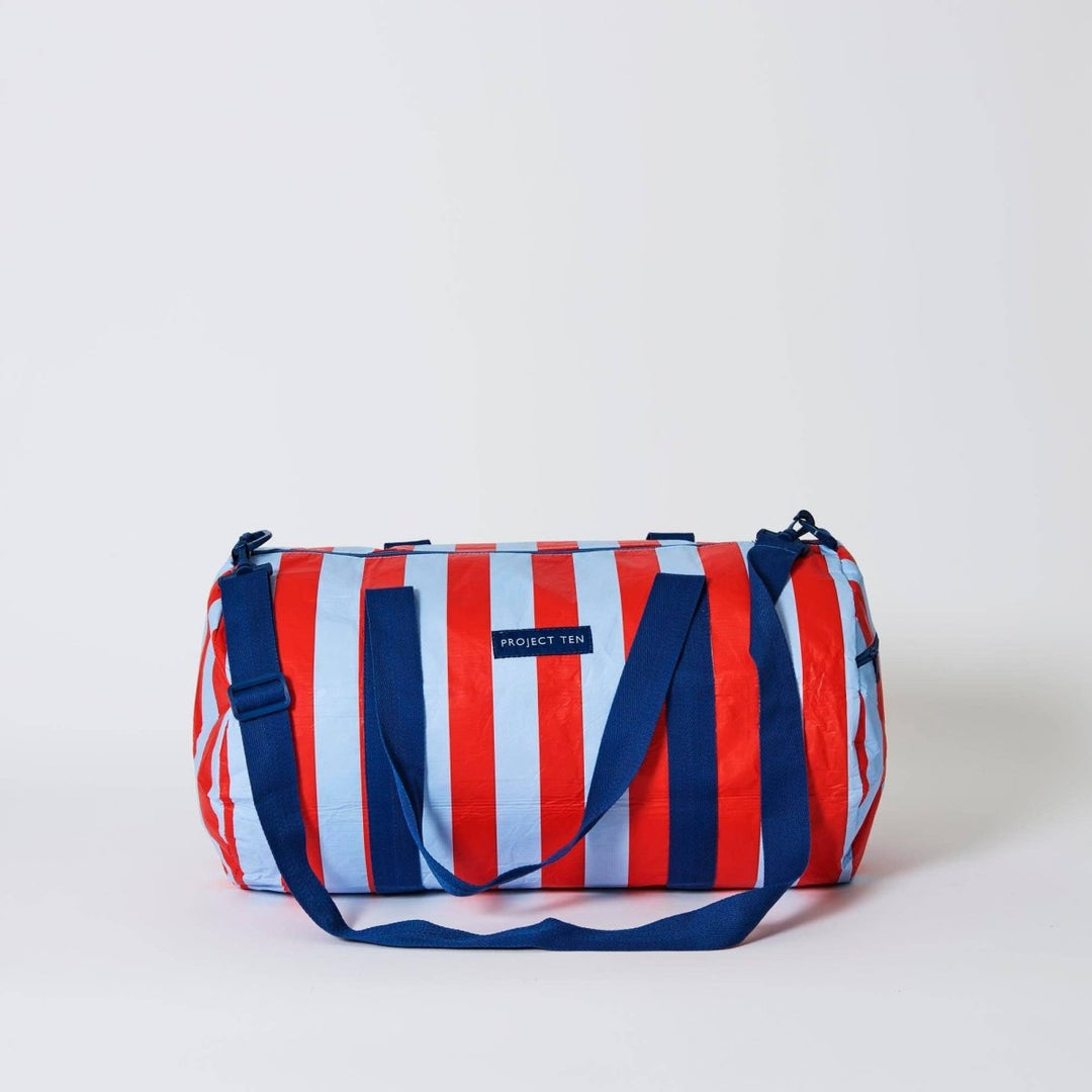 Barrel Bag – Red Blue Stripe - Stanleyandstone
