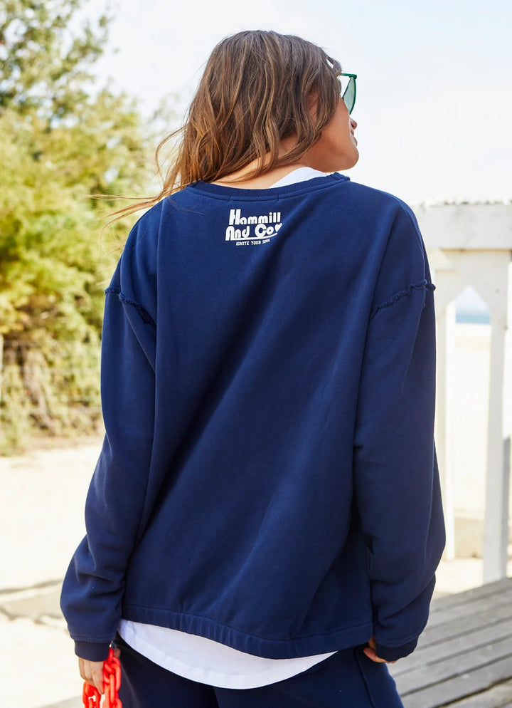 BASIC COLLECTION RAW V-NECK SWEAT - NAVY Windcheater hammill & Co