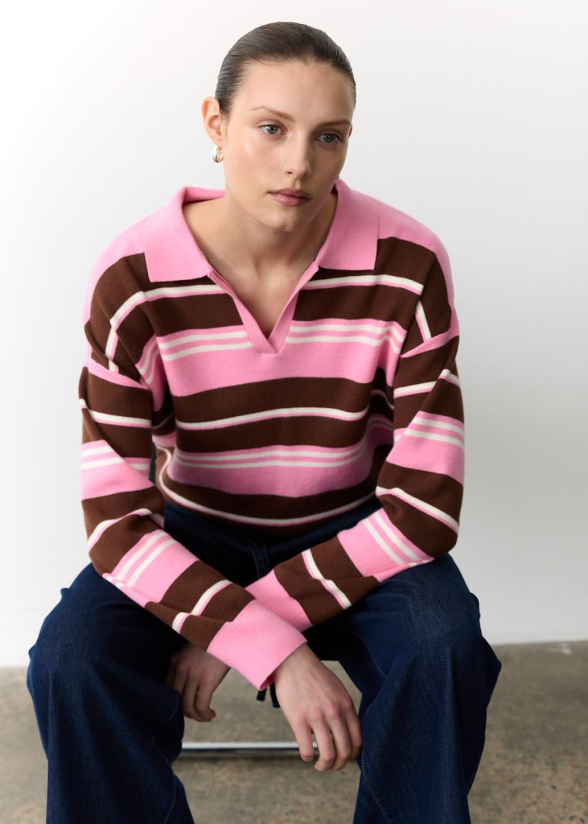 Benni Varsity Jumper - Rose / knit Little Lies