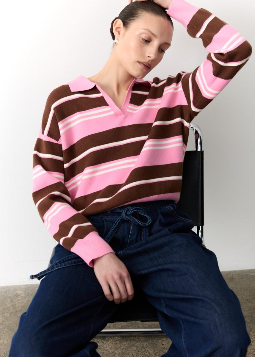 Benni Varsity Jumper - Rose / knit Little Lies