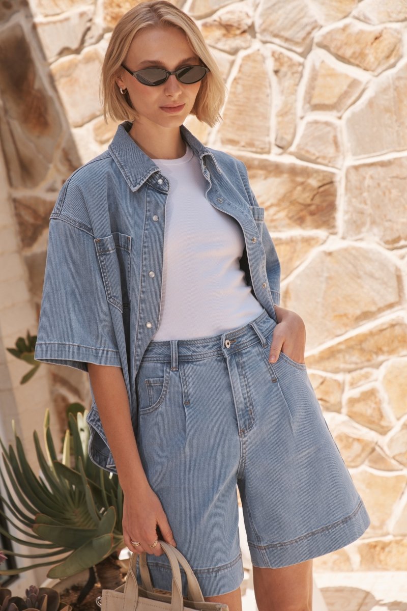 Bijou Short - Cord Light Blue Shorts Kireina