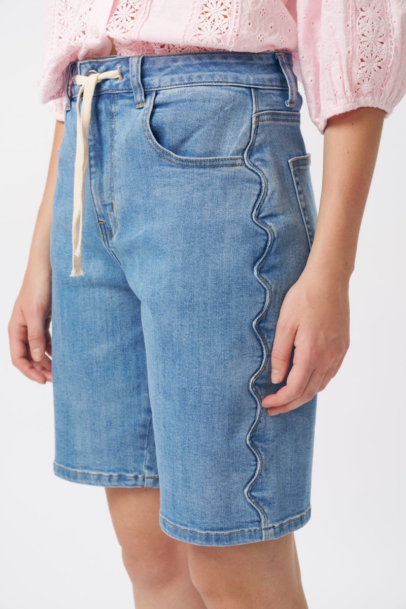 Bijou Short | Scallop Seam - 70s Blue Shorts Kireina