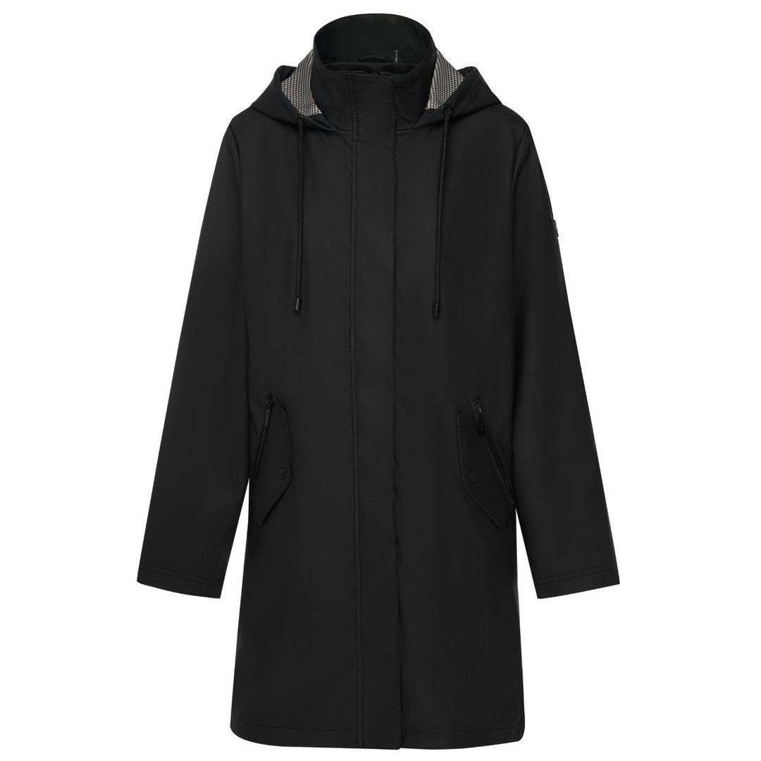 Billie Raincoat - Black/Choc Houndstooth Moke Apparel