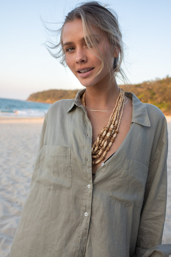 Biscuit Boyfriend Linen Shirt - Stanleyandstone