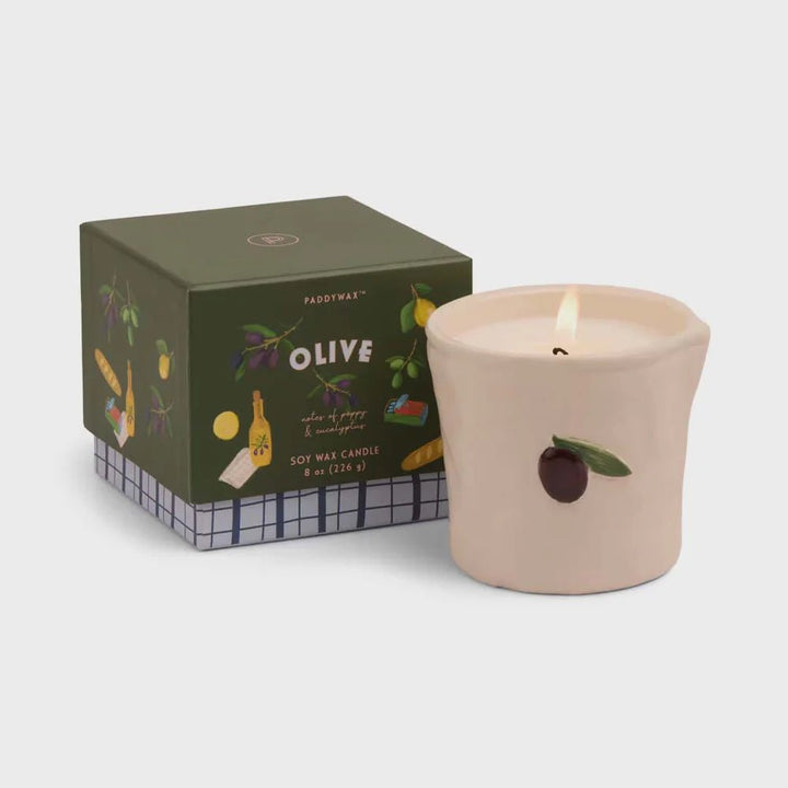 Bistro Olive Embossed Ceramic Candle -Fig & Olive Candle PaddyWax