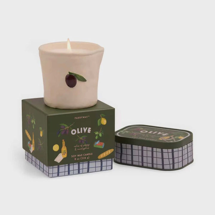 Bistro Olive Embossed Ceramic Candle -Fig & Olive Candle PaddyWax
