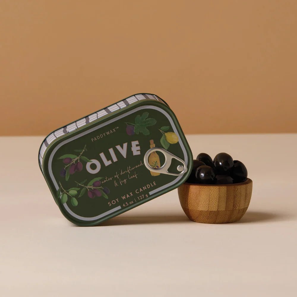 Bistro Olive Printed Tin Candle - Fig & Olive Candle PaddyWax