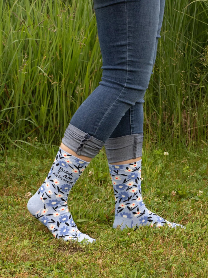 "Bitch I am relaxed" Socks Blue Q Socks