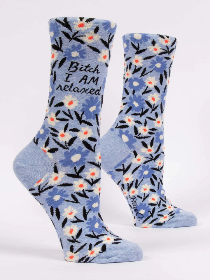 "Bitch I am relaxed" Socks Blue Q Socks