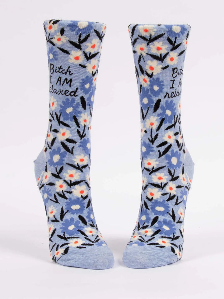 "Bitch I am relaxed" Socks Blue Q Socks