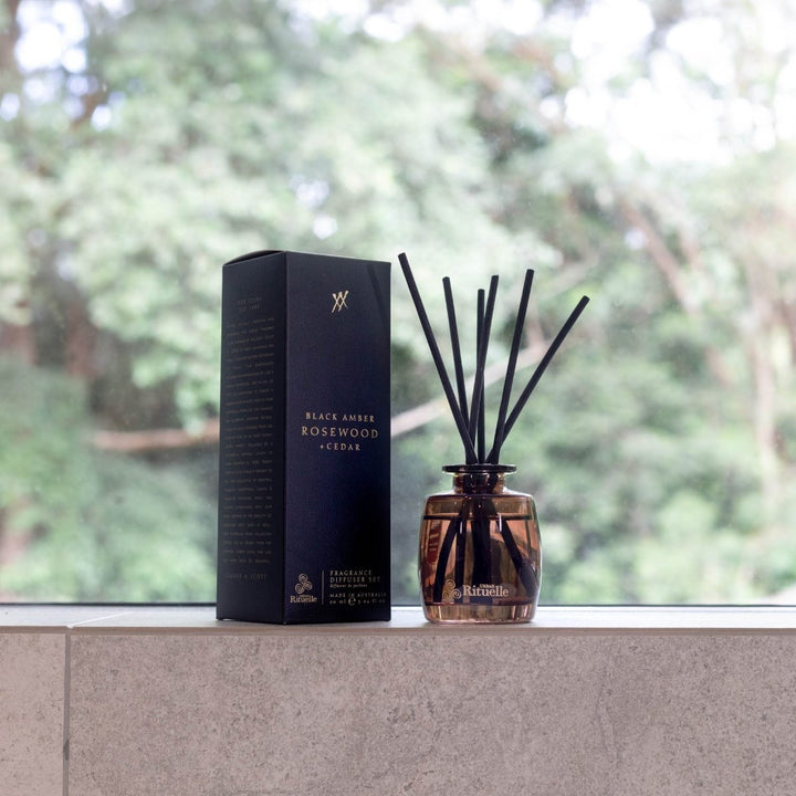Black Amber, Rosewood &amp; Cedar Mini Fragrance Diffuser Set | 90ml - Stanleyandstone