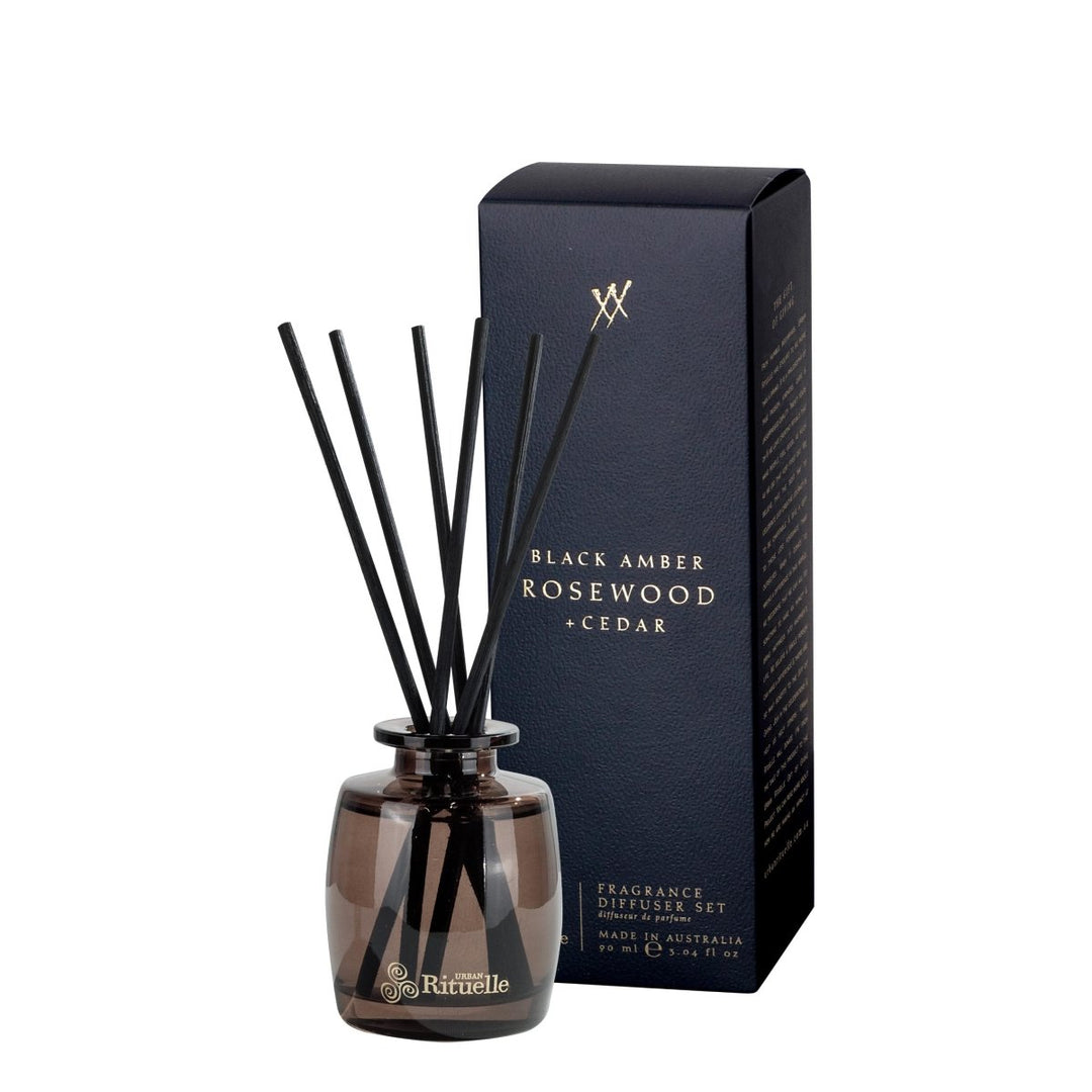 Black Amber, Rosewood &amp; Cedar Mini Fragrance Diffuser Set | 90ml - Stanleyandstone