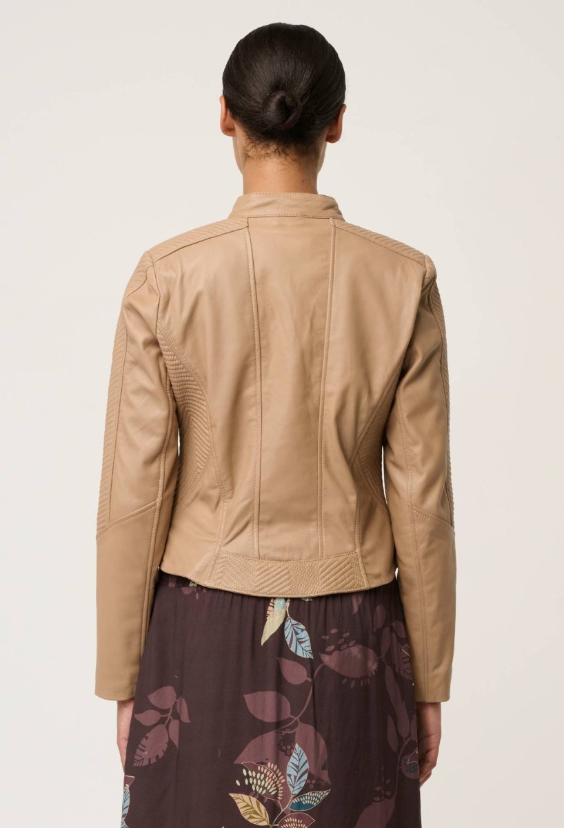 Blaire Leather Herringbone Stitch Jacket in Wheat Coats &amp; Jackets Once Was