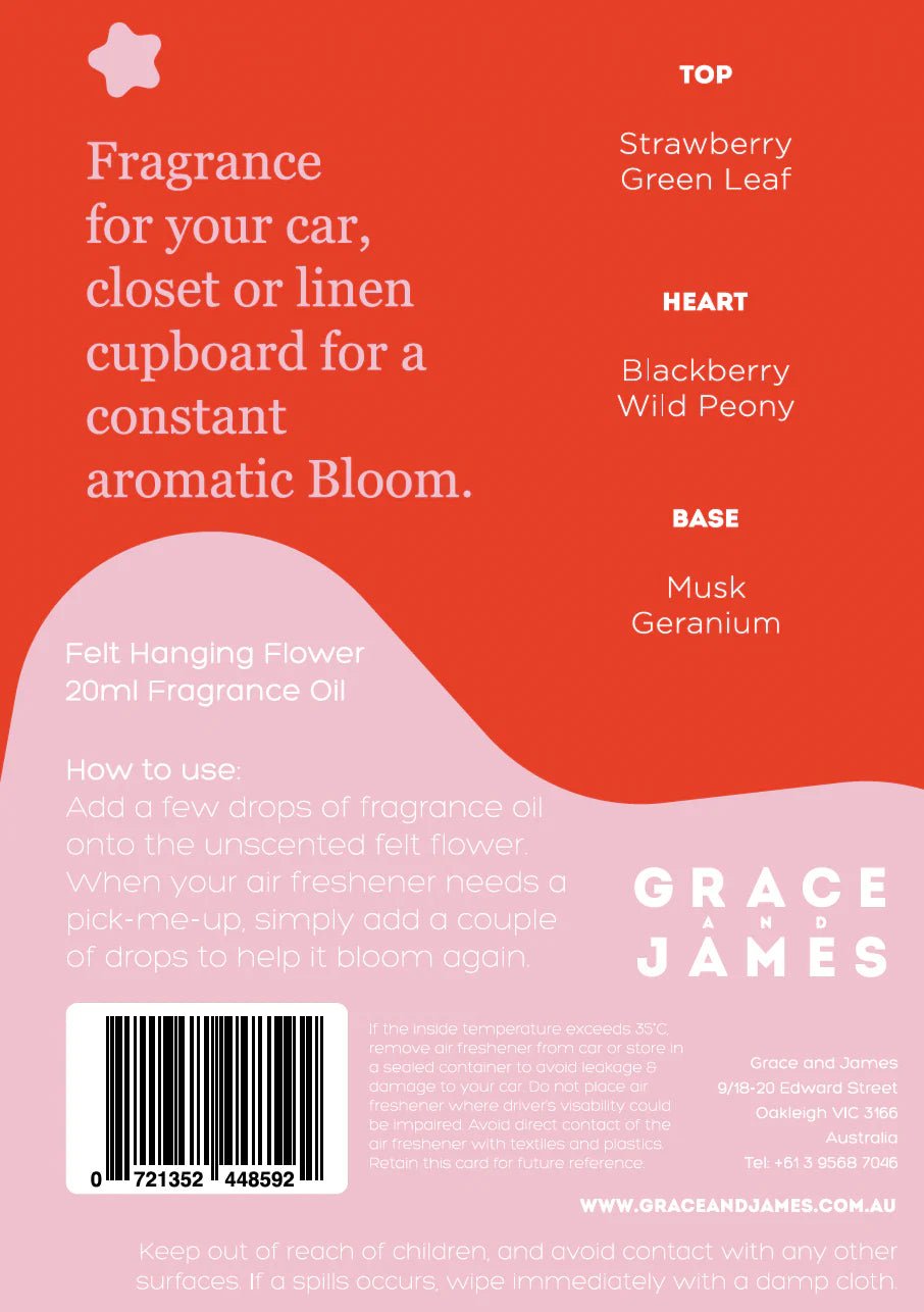 Bloom Collection - Wild Rose & Blackberry Felt Air Freshener air freshener Bloom Collection