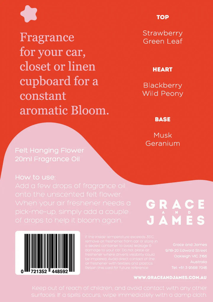 Bloom Collection - Wild Rose & Blackberry Felt Air Freshener air freshener Bloom Collection