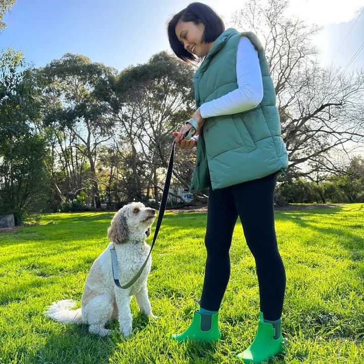 Bobbi Gumboot // Alpine Green / Black boots Merry People